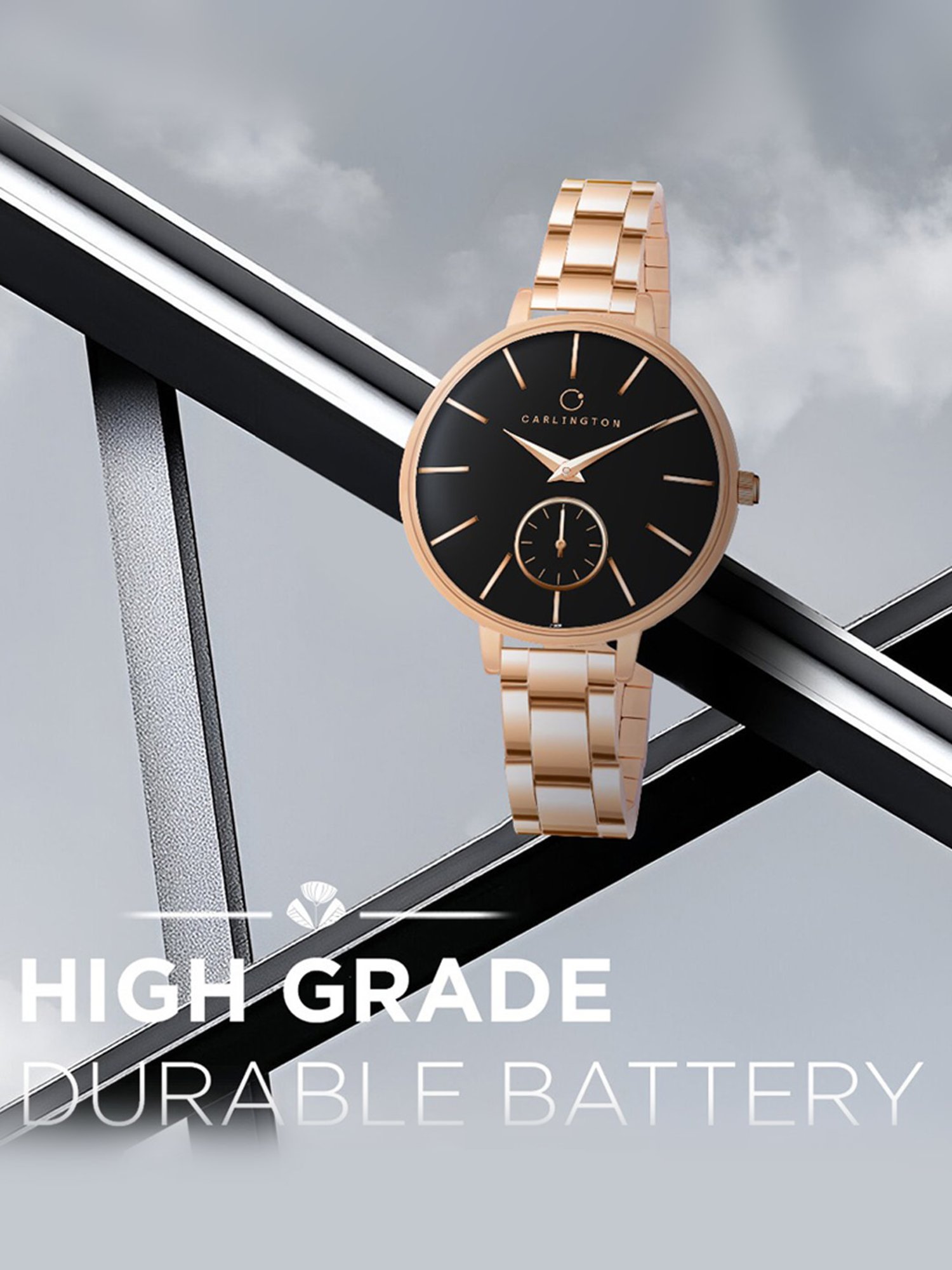 Carlington Iconic 2038 RoseBlack Analog Watch for Women