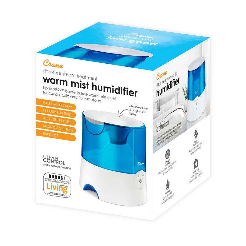 Crane Warm Mist Humidifier - Blue - 0.5gal