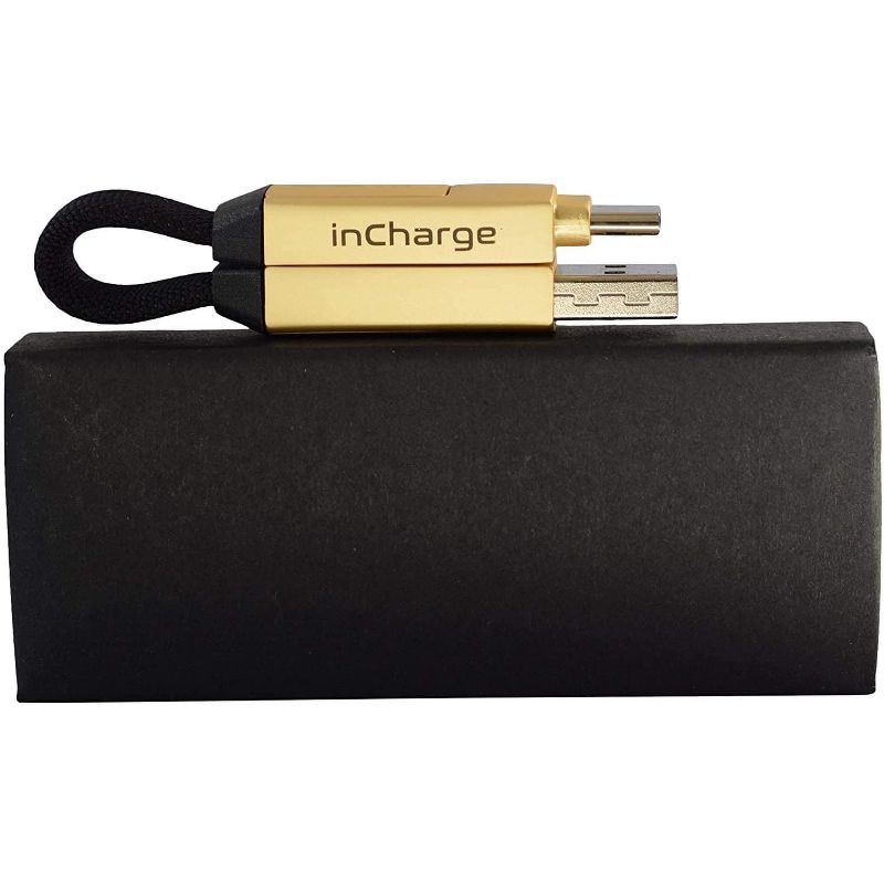 inCharge 6 - The Six-in-One Swiss Army Knife of Cables, Portable Keyring USB/USB-C/Micro USB/Lightning Cable for All of Your Devices (Saturn Gold)