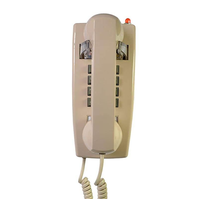 Style Retro Wall Phone with Handset Volume Control Landline Corded Telehone Waterproof and Moisture Proof for Home,Hotel,Bathroom,Living Room,School and Office,Beige