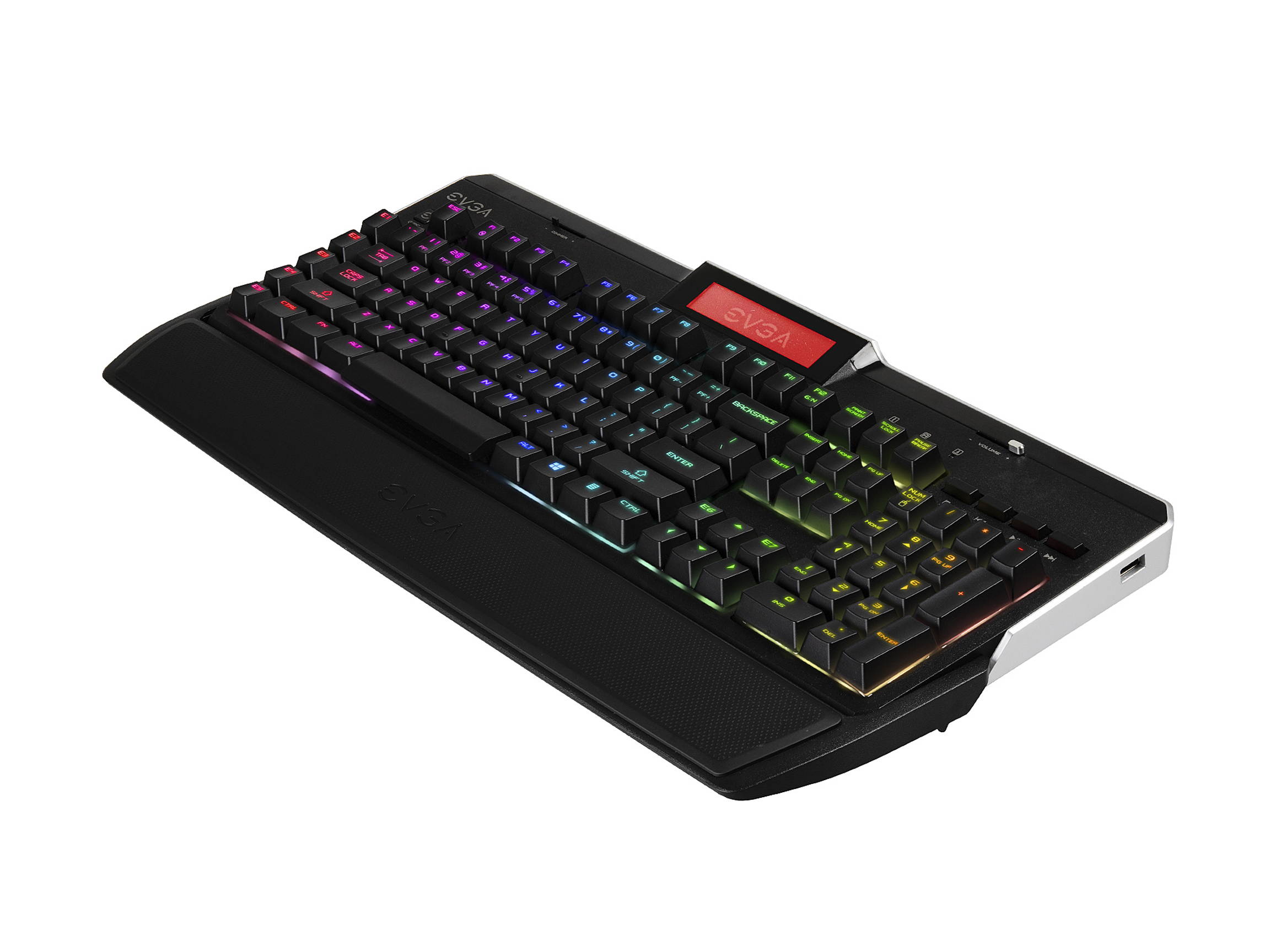 EVGA Z10 Gaming Keyboard, Red Backlit LED, Mechanical Blue Switches, Onboard LCD Display, Macro Gaming Keys