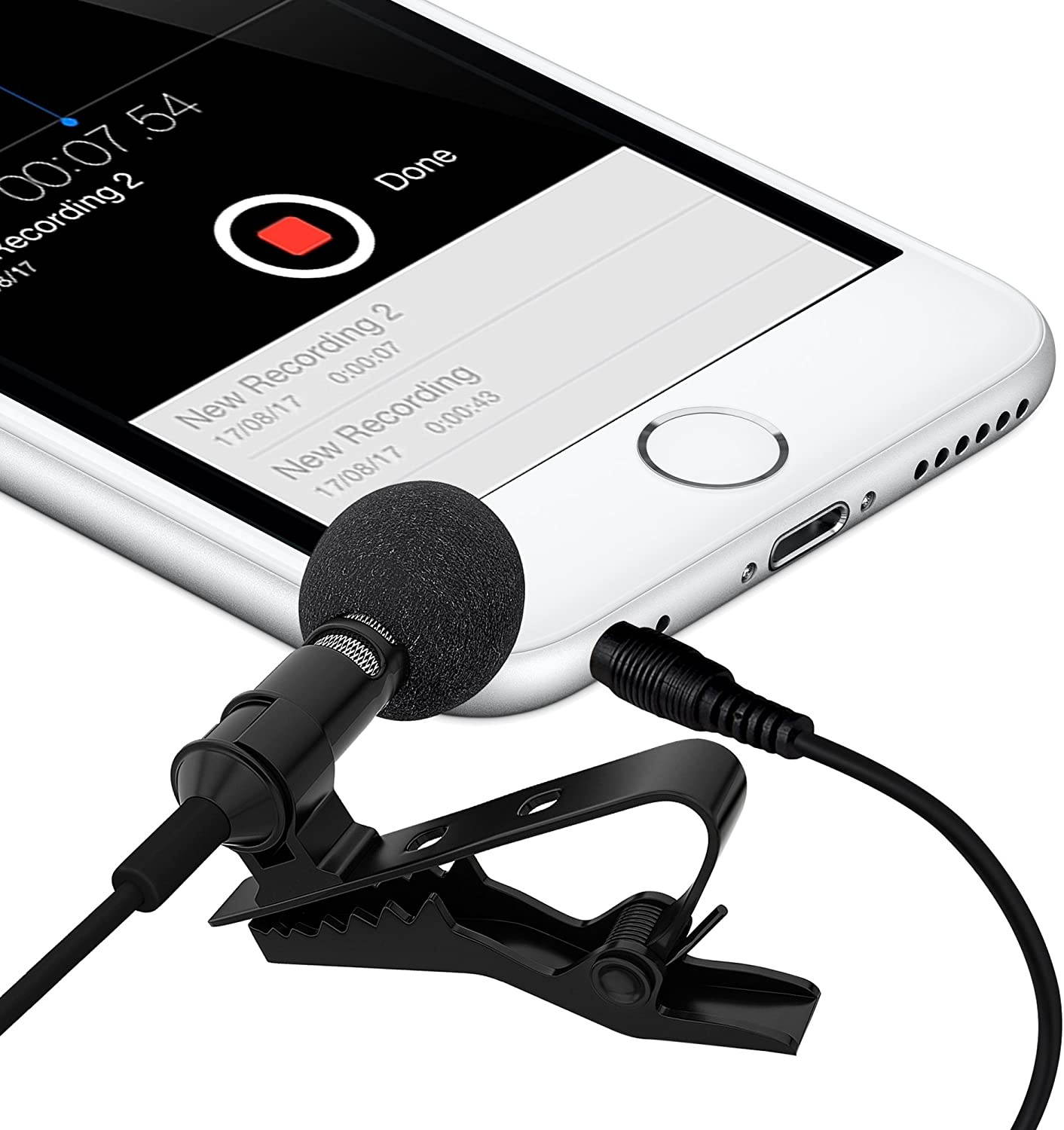 Ultimate Lavalier Microphone for Bloggers and Vloggers Lapel Mic Clip-on Omnidirectional Condenser for iPhone Ipad Samsung Android Windows Smartphones
