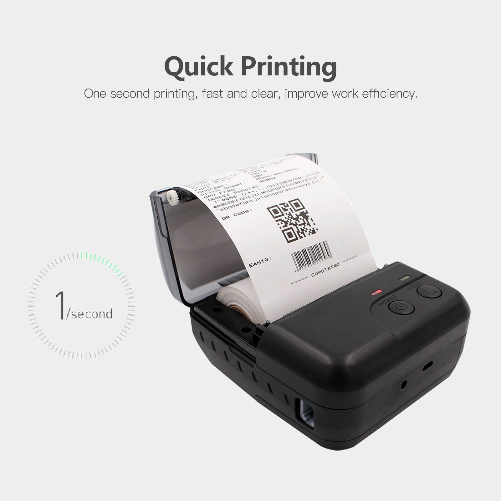 Aibecy 80mm Mini Portable Thermal Printer Wireless Receipt Printer USB BT Connection Support ESC/POS Command Compatible with Windows Android iOS for Supermarket Store Restaurant