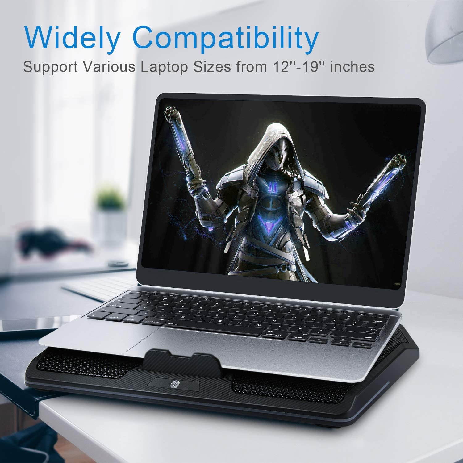 RGB Laptop Cooling Pad Cooler for 15.6-17 Inch Laptop with 5 Quiet Fans and Touch Control, 2 USB Port