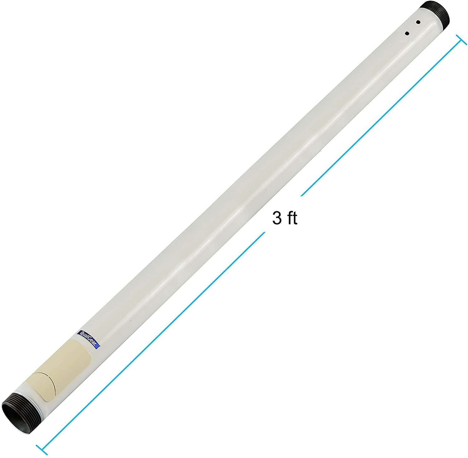 QualGear QG-PRO-PM-3FT-W Pro-AV 1.5" Npt Threaded Pipe, 3' Length Projector Accessory