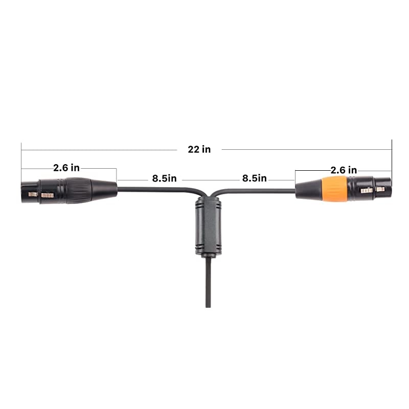 Dual XLR to 1/4 Splitter Cable, 2 XLR Female to 6.35mm TRS Stereo Audio Microphone Converter, Unbalanced Quarter inch Adapter Y Cord 6 FT/1.8m