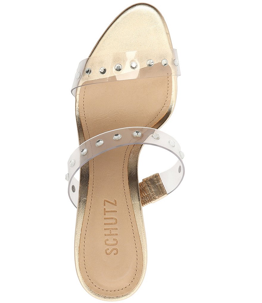 Schutz Ariella Studded Clear Vinyl Dress Slides