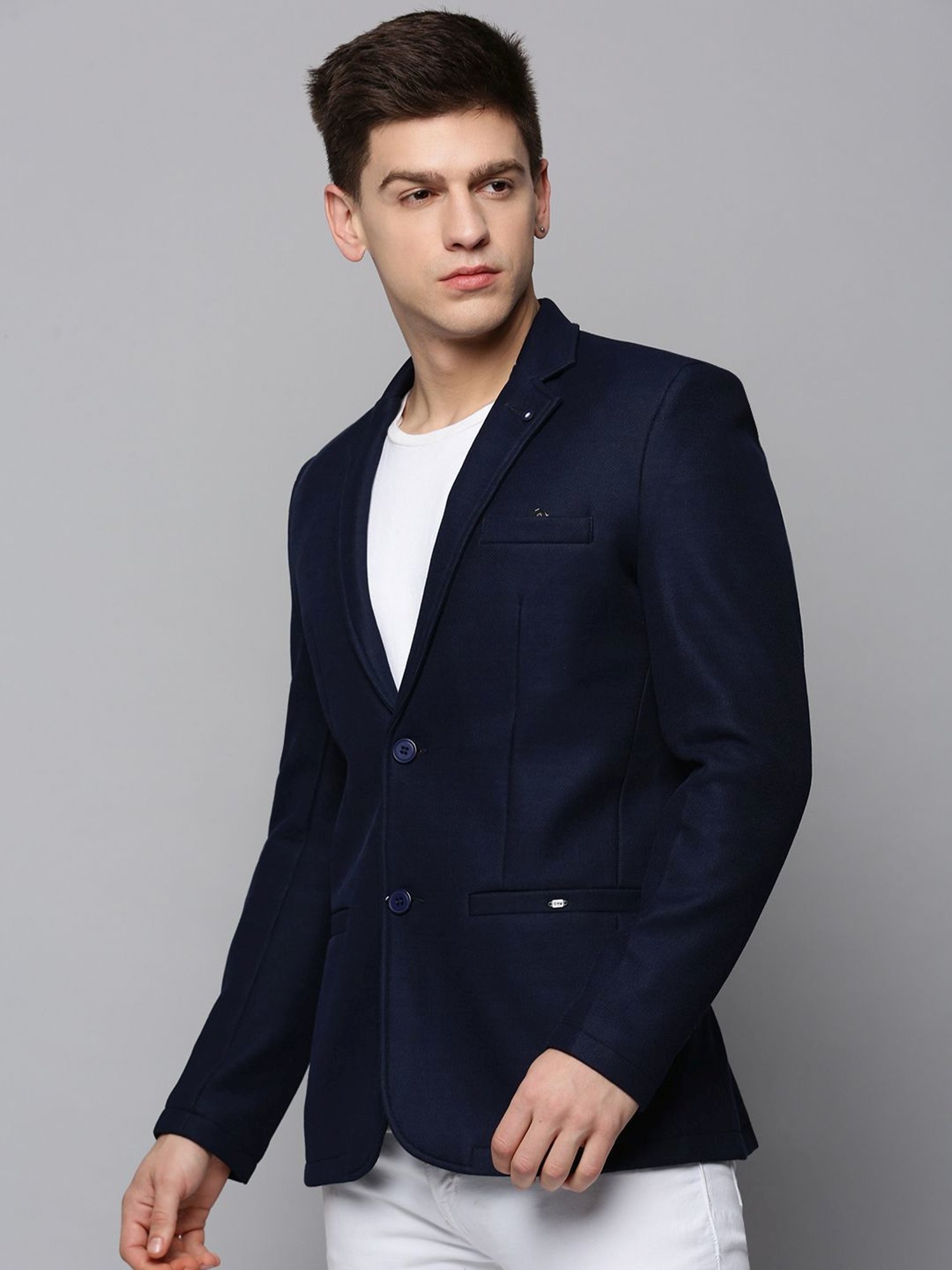 Louis Philippe Light Blue Regular Fit Blazer
