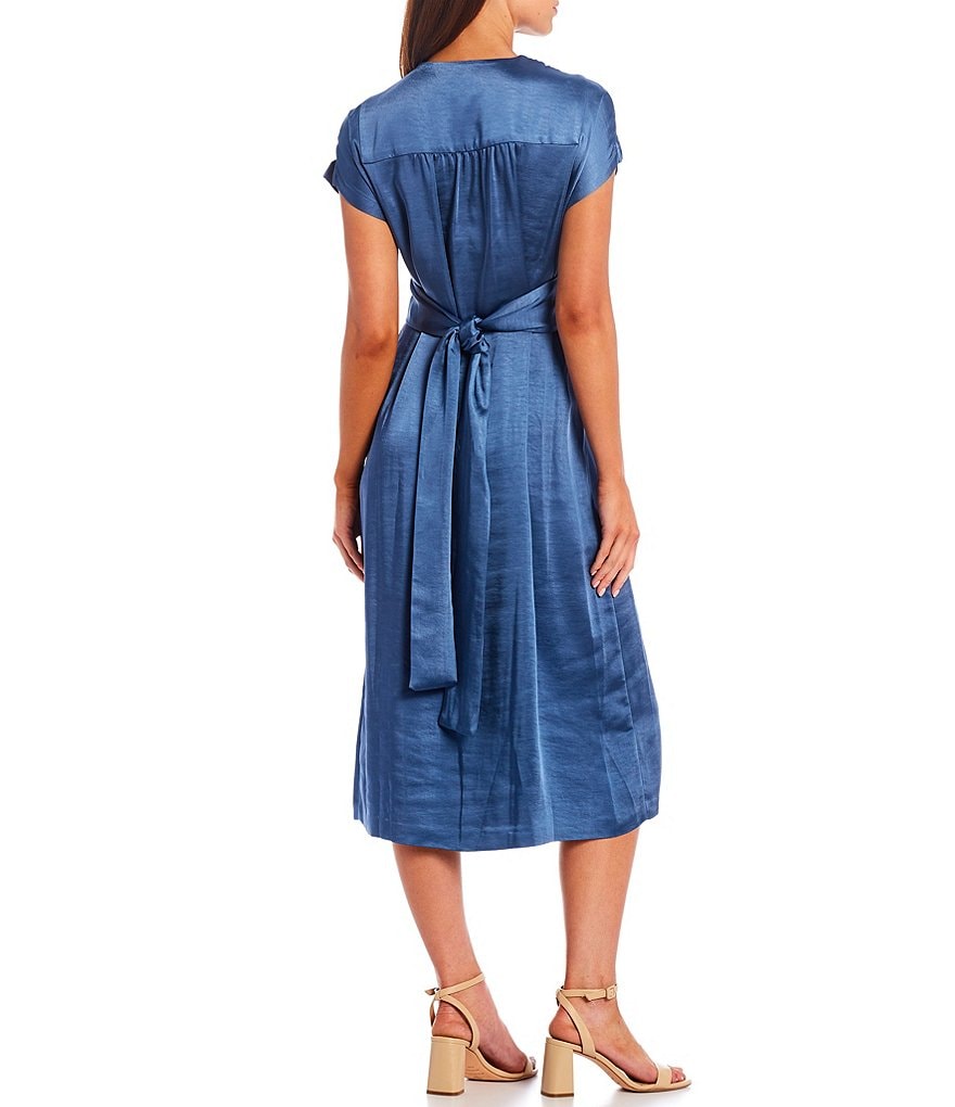 Tommy Hilfiger Paisley Chiffon Smocked Sleeveless Mock-Neck Midi A-Line Dress