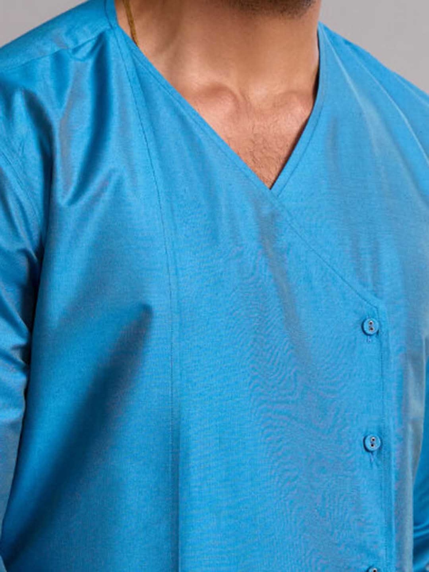 Abhishti Blue & Cream Straight Fit Kurta Dhoti Pants Set