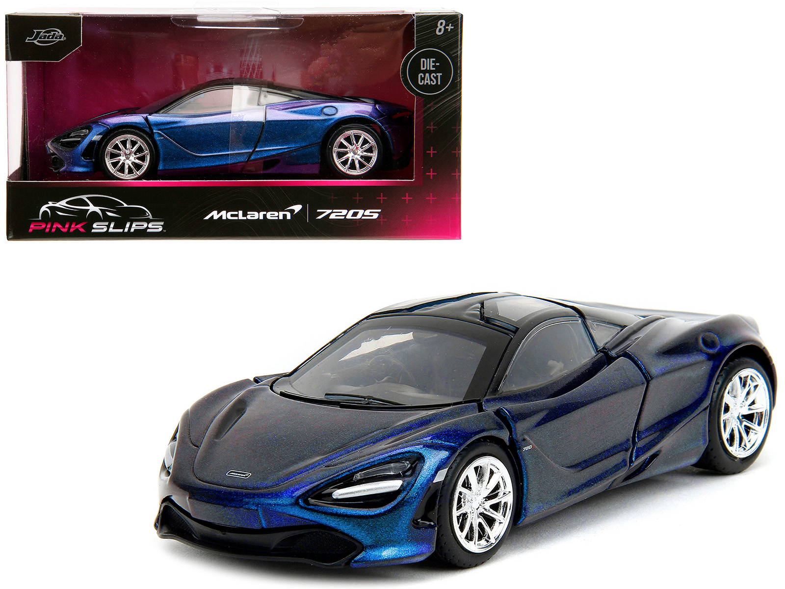 McLaren 720S Blue Metallic with Black Top "Pink Slips" Series 1/32 Diecast Model Car by Jada