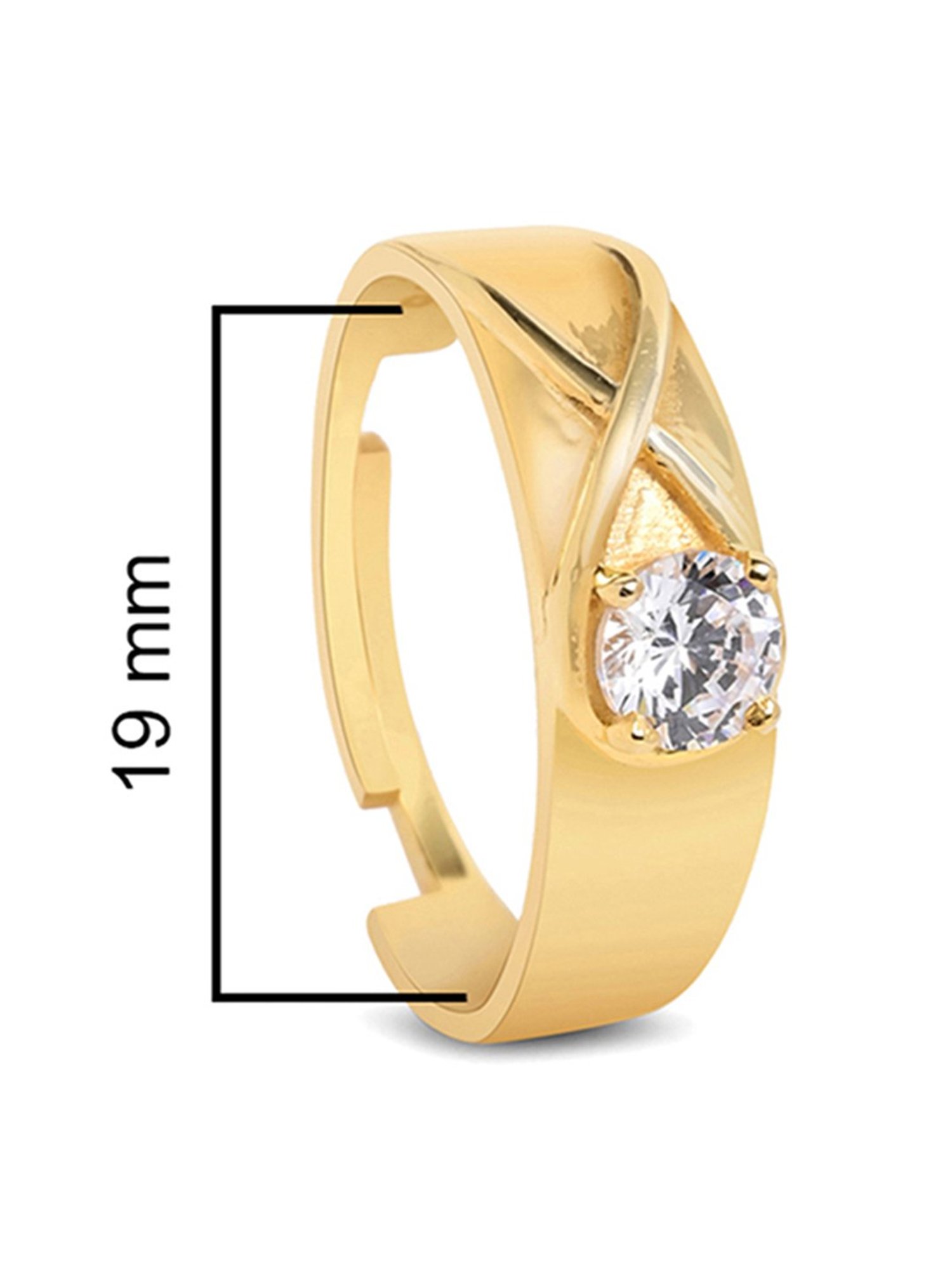 March by FableStreet 18K Gold-Plated Adjustable Solitaire Men's Ring in 925 Silver