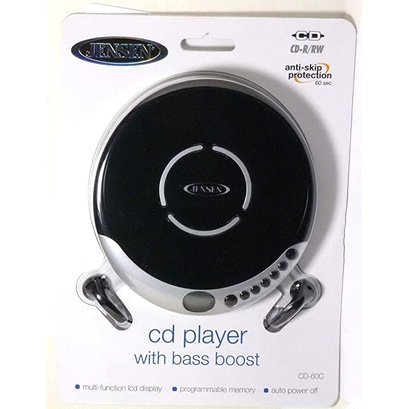 CD Portable Personal CD Player with 60 Seconds AntiSkip Protection FM Radio Bass Boost + Stereo Earbuds Black