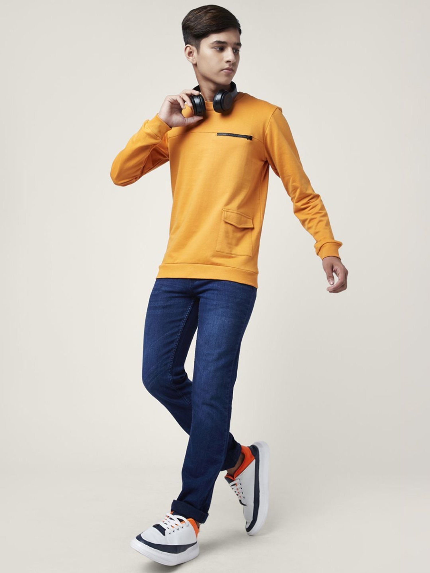 Coolsters by Pantaloons Kids Burnt Orange Cotton Regular Fit Full Sleeves Sweatshirt