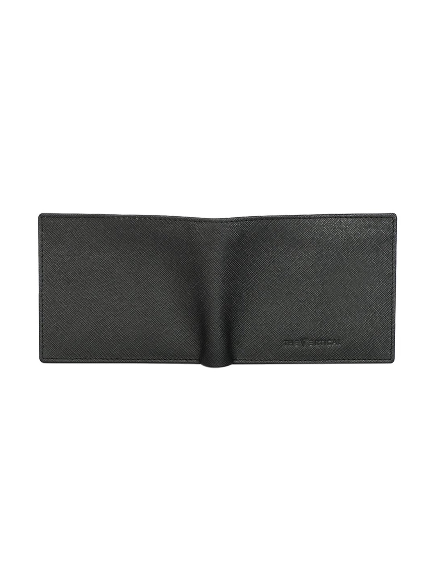 The Vertical Black Textured Leather Bi-Fold Wallet for Men