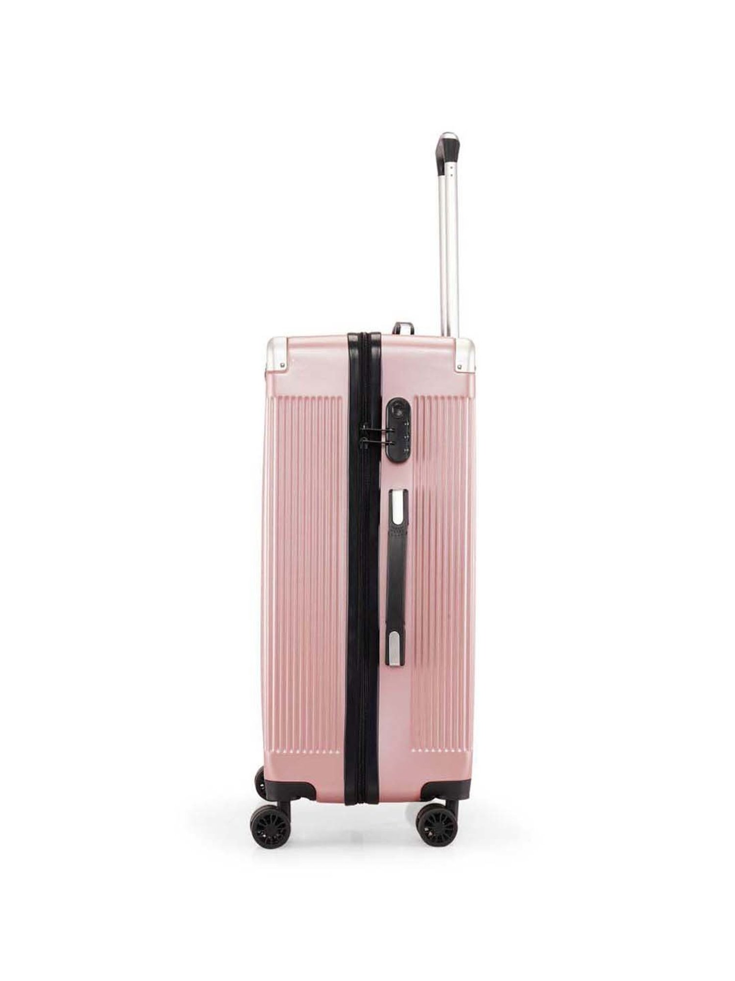Swiss Brand Geneve Rose Gold Checked 4 Wheel Medium Hard Checked Trolley 66cm
