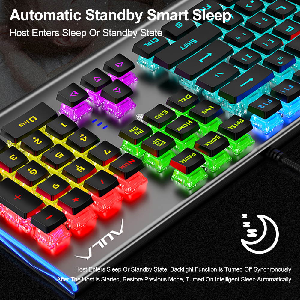 AULA S2096 Gamer Keyboard Mechanical Gaming Keyboard Backlit LED Wired 104 Keys Anti-ghosting Brown Blue Switch for PC Computer