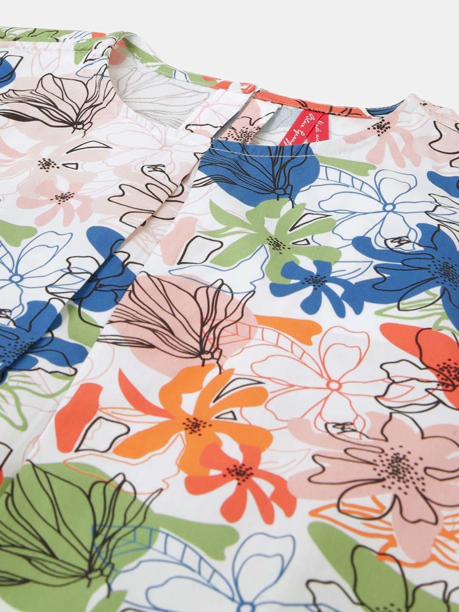 Blue Giraffe Kids Multicolor Cotton Floral Print Dress