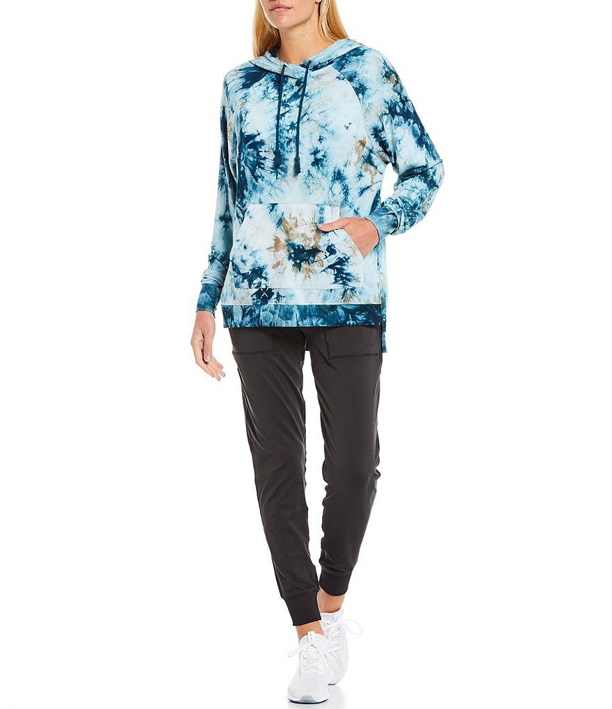 Kinesis Everyday Tie Dye Side Slit Front Pocket Fleece Long Sleeve Hoodie