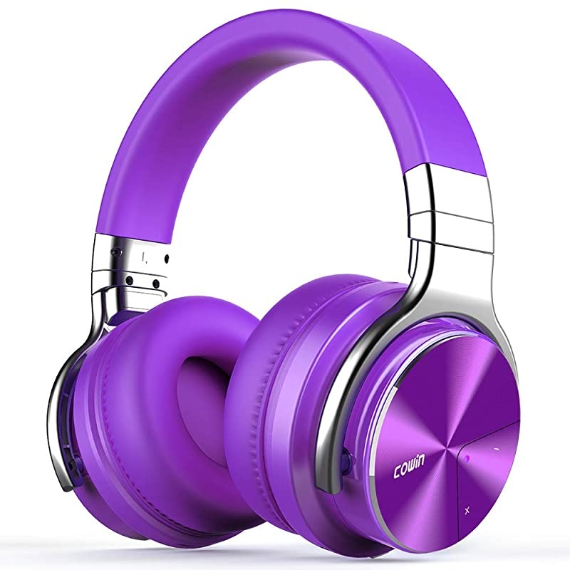 E7 PRO [Upgraded] Active Noise Cancelling Headphones Bluetooth Headphones with Microphone/Deep Bass Wireless Headphones Over Ear, 30 Hours Playtime for Travel/Work, Purple