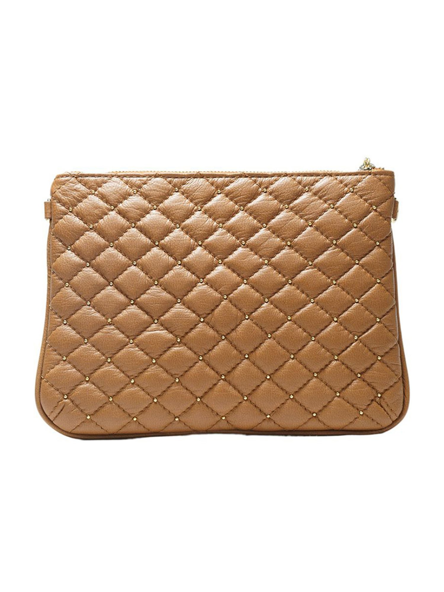 RI2K London Tan Leather Medium Quilted Cross Body Bag