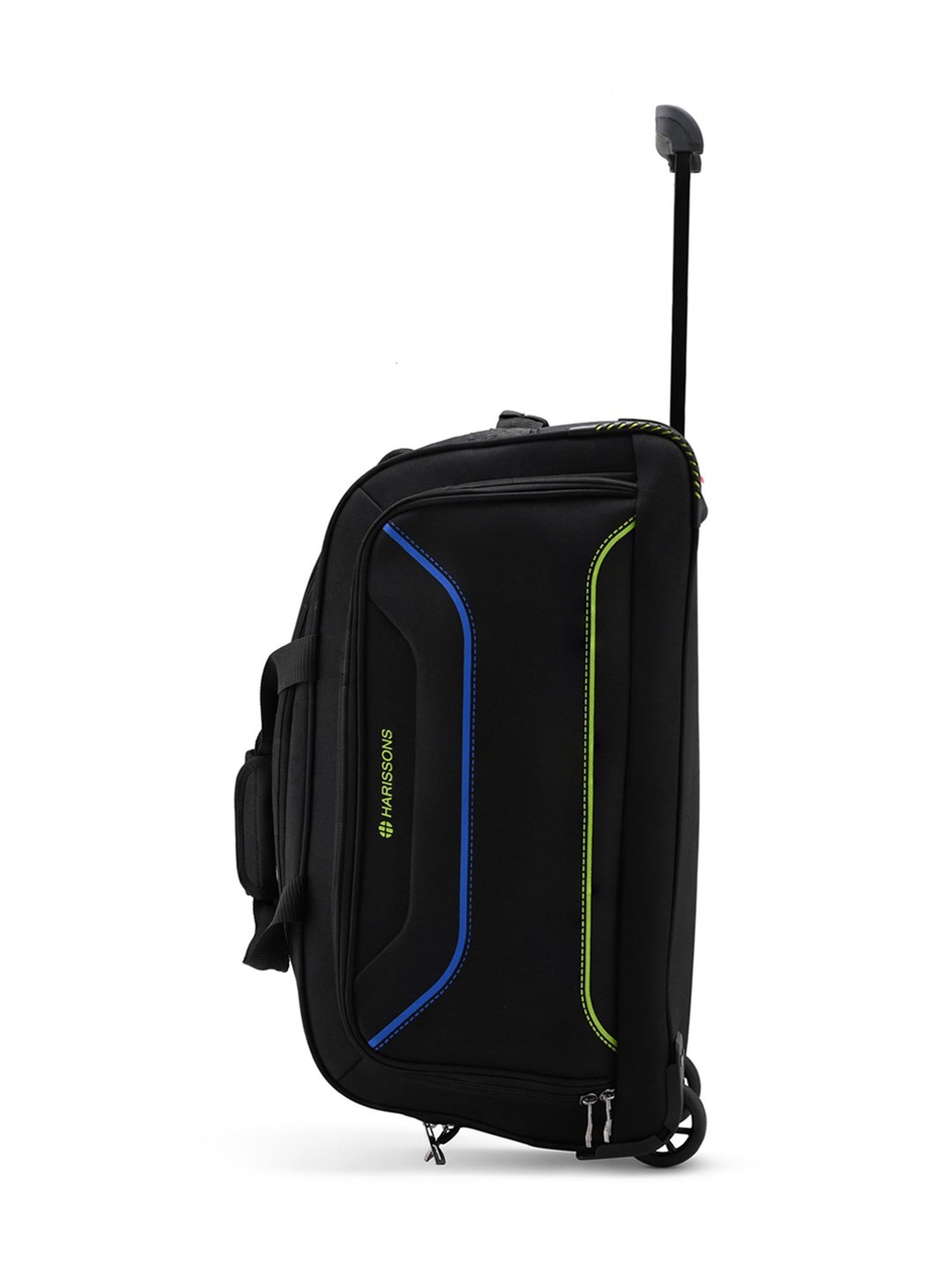 Harissons Black & Green Printed Large Duffel Trolley Bag - 24 inch
