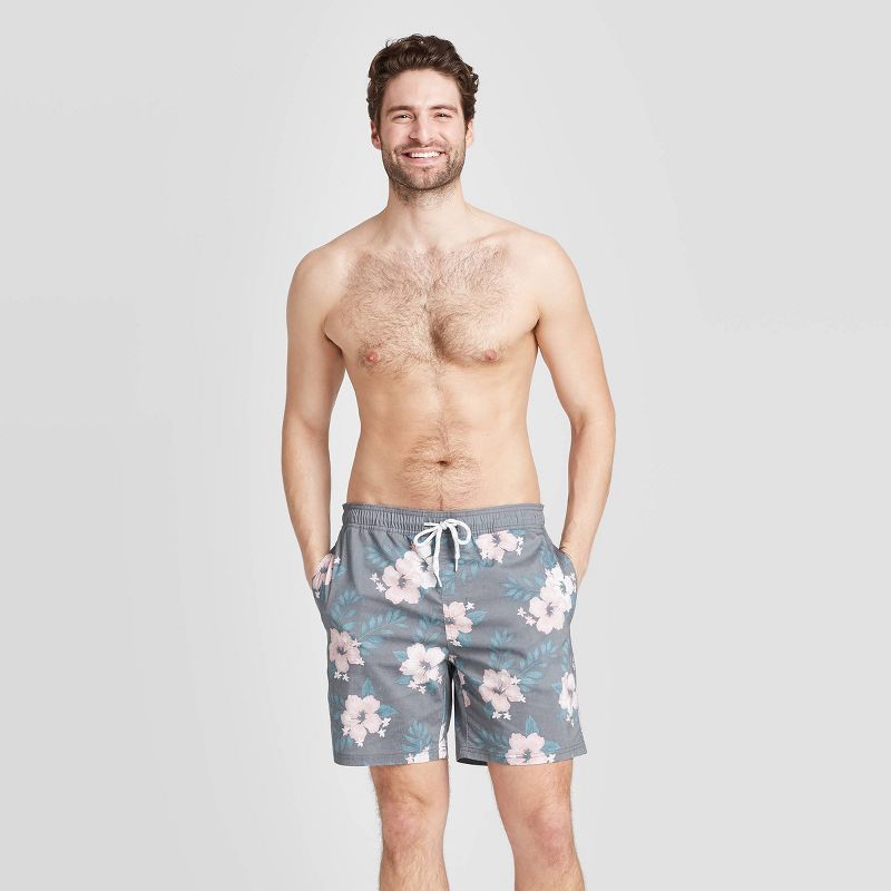 Men's 7" Sharkular Elastic Waist Swim Trunks - Original Use™ Blue XS