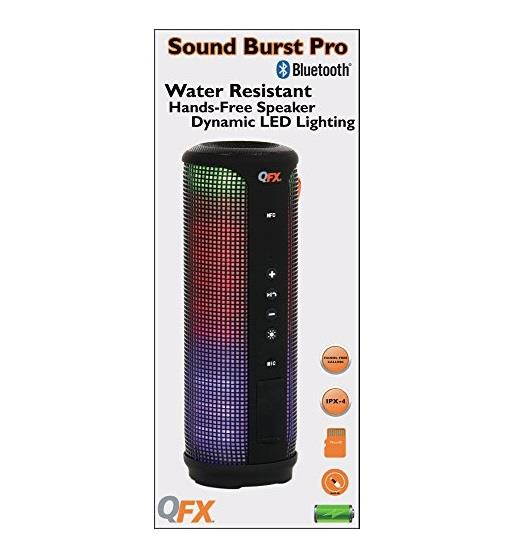 QFX BT-300 Sound Burst Pro Portable Speaker With Bluetooth/LED Lights/Mic (Black)
