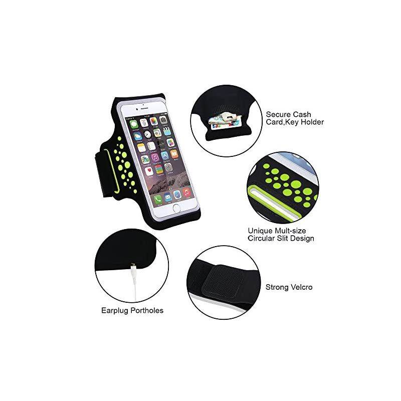 Armband for iPhone X, iPhone 8 Plus, 7 Plus, 6 Plus, 6s Plus, iPod Galaxy S6, S6 Edge, S7 Edge Plus with Key Cards Money Holder, for Running, Sports, Jogging, Hiking, Biking 5.8''
