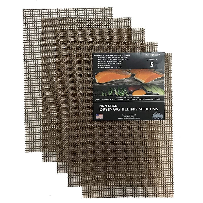 Smokehouse Products 9749-016-0000 Big Chief 10 x 16-Inch Drying Screens for Grilling, Smoking, or Dehydrating, Pack of 5