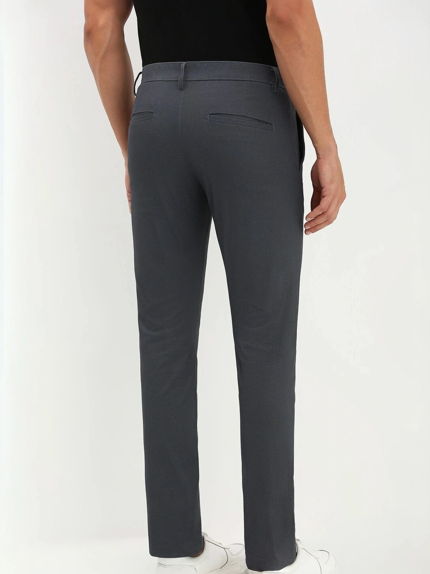 Allen Solly Grey Cotton Slim Fit Printed Trousers