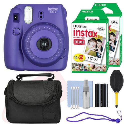 Fuji Fujifilm Instax Mini 8 Instant Film Camera Grape + 40 Film Accessory Kit