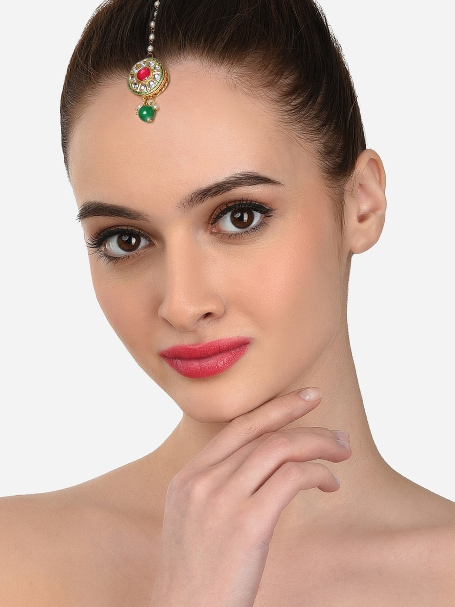 Zaveri Pearls Combo of 3 Gold Tone Kundan Maangtikka-ZPFK13083