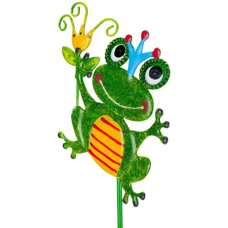 Darice 17 Bobbling Green Colorful Metal Frog Outdoor Garden Stick