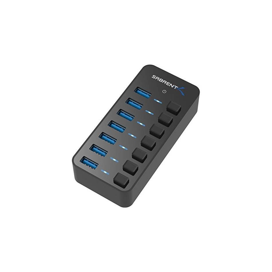 Sabrent 36W 7-Port USB 3.0 Hub with Individual Power Switches and LEDs (HB-BUP7)