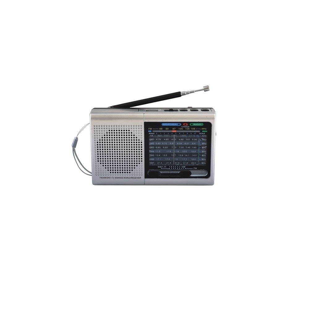 Supersonic SC-1080BT- SLV 9-Band Rechargeable Bluetooth Radio with USB/SD Card Input (Silver)