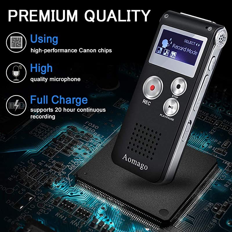 Digital Voice Recorder Voice Activated Recorder for Lectures Meetings Interviews  8GB Audio Recorder Mini Portable Tape Dictaphone with Playback USB MP3