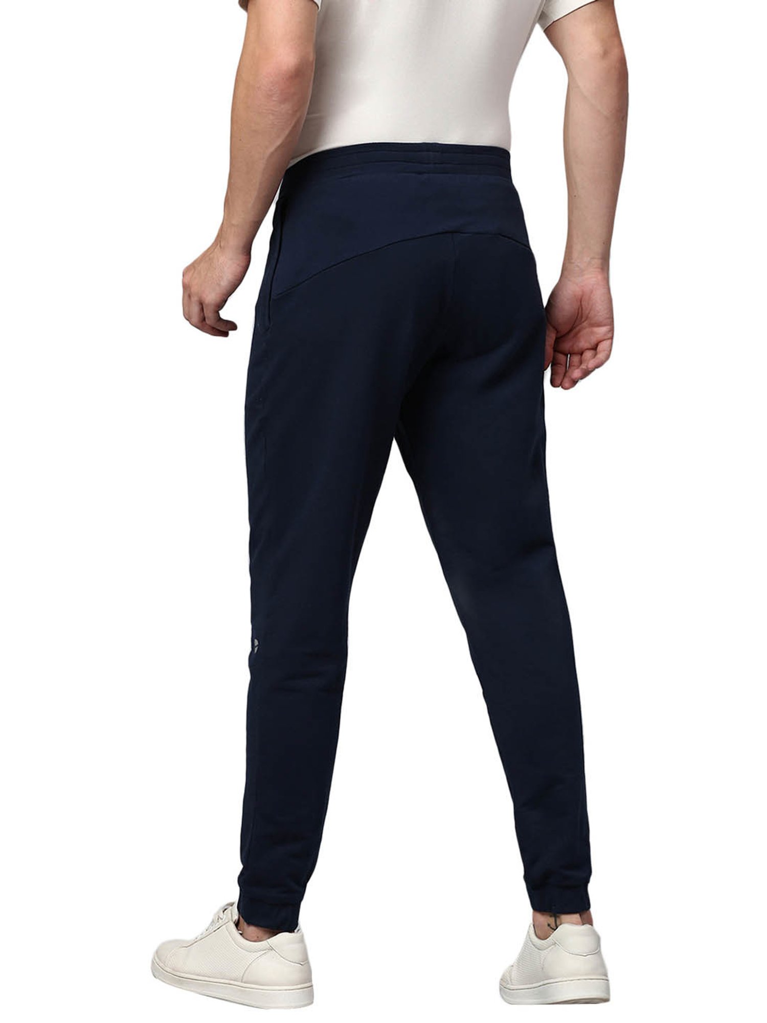 Slowave Navy Cotton Regular Fit Joggers