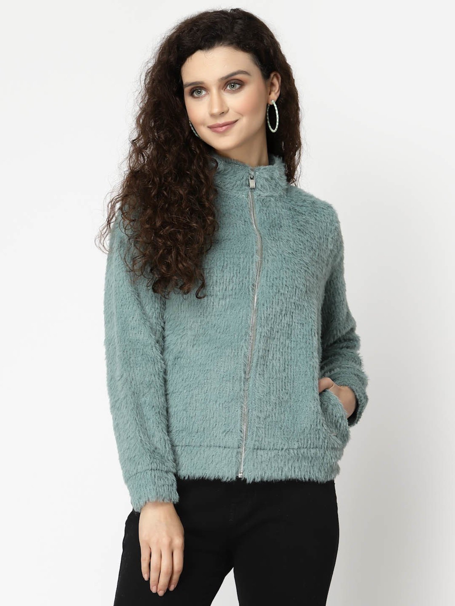 Juelle Mint Front-Open Sweatshirt