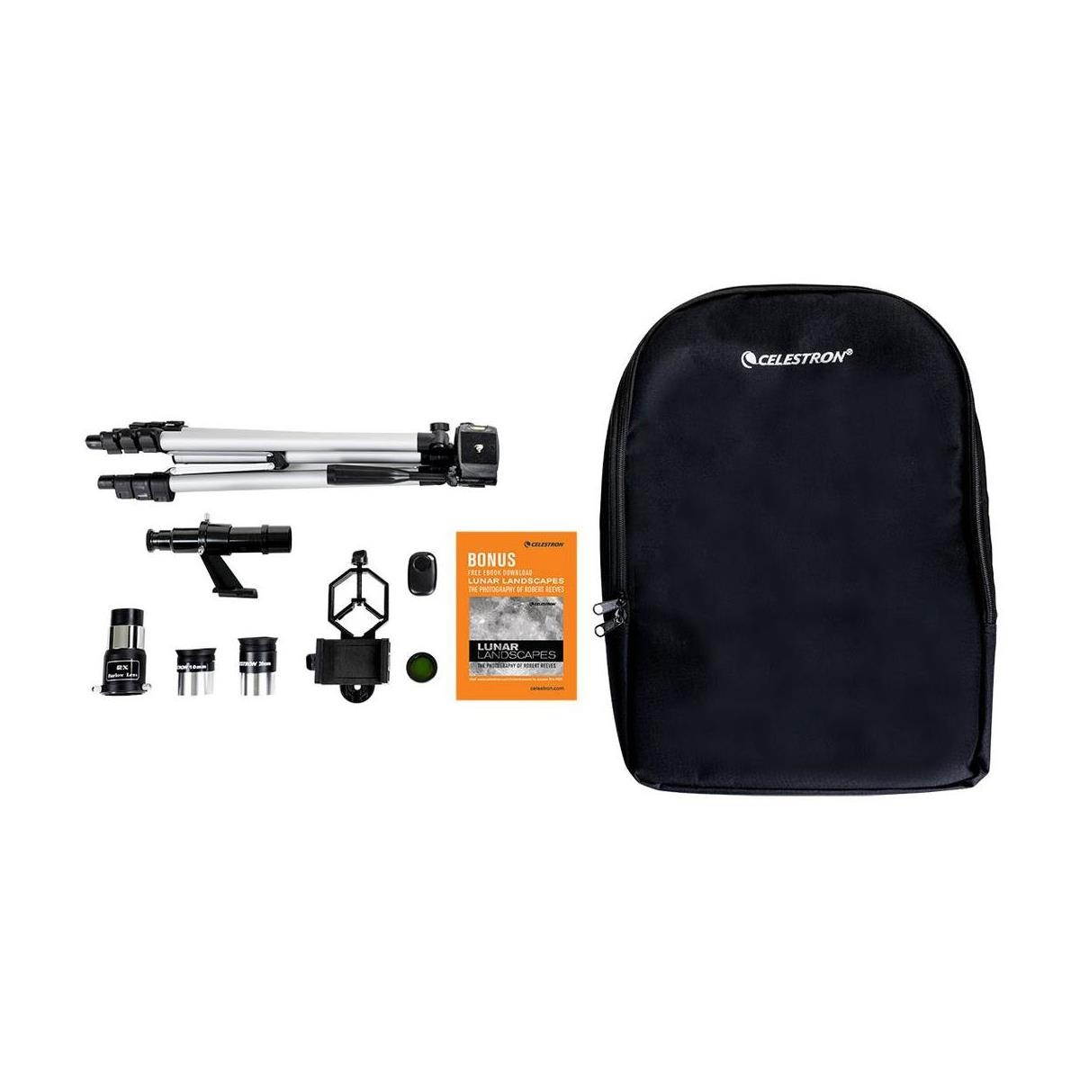 celestron travel scope 70 dx portable telescope with smartphone adapter and blutooth shutter release