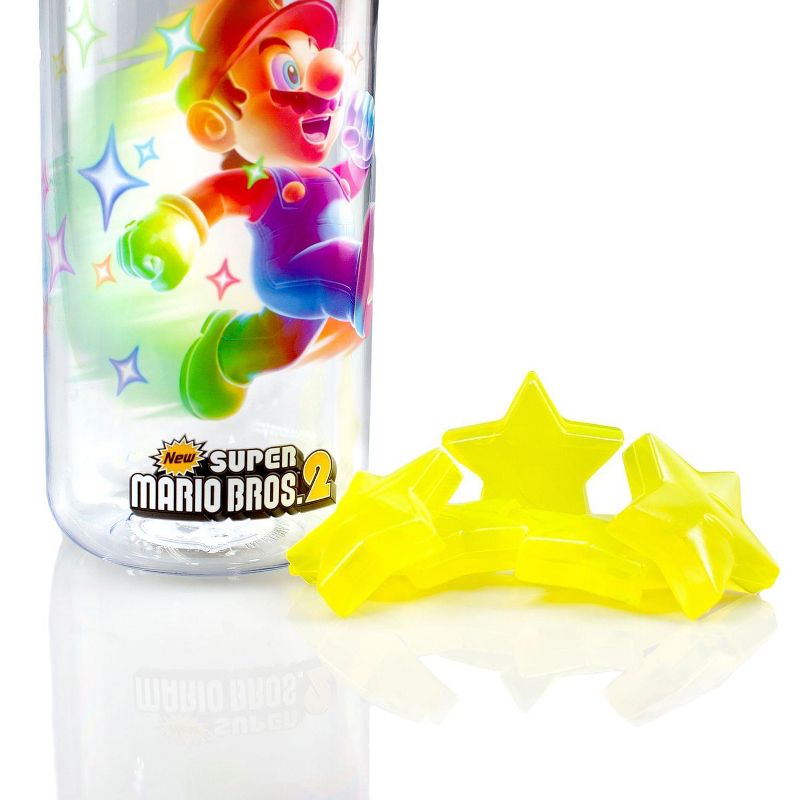 Just Funky Super Mario Bros 6-Inch Plastic Water Bottle | Super Star Ice Cubes