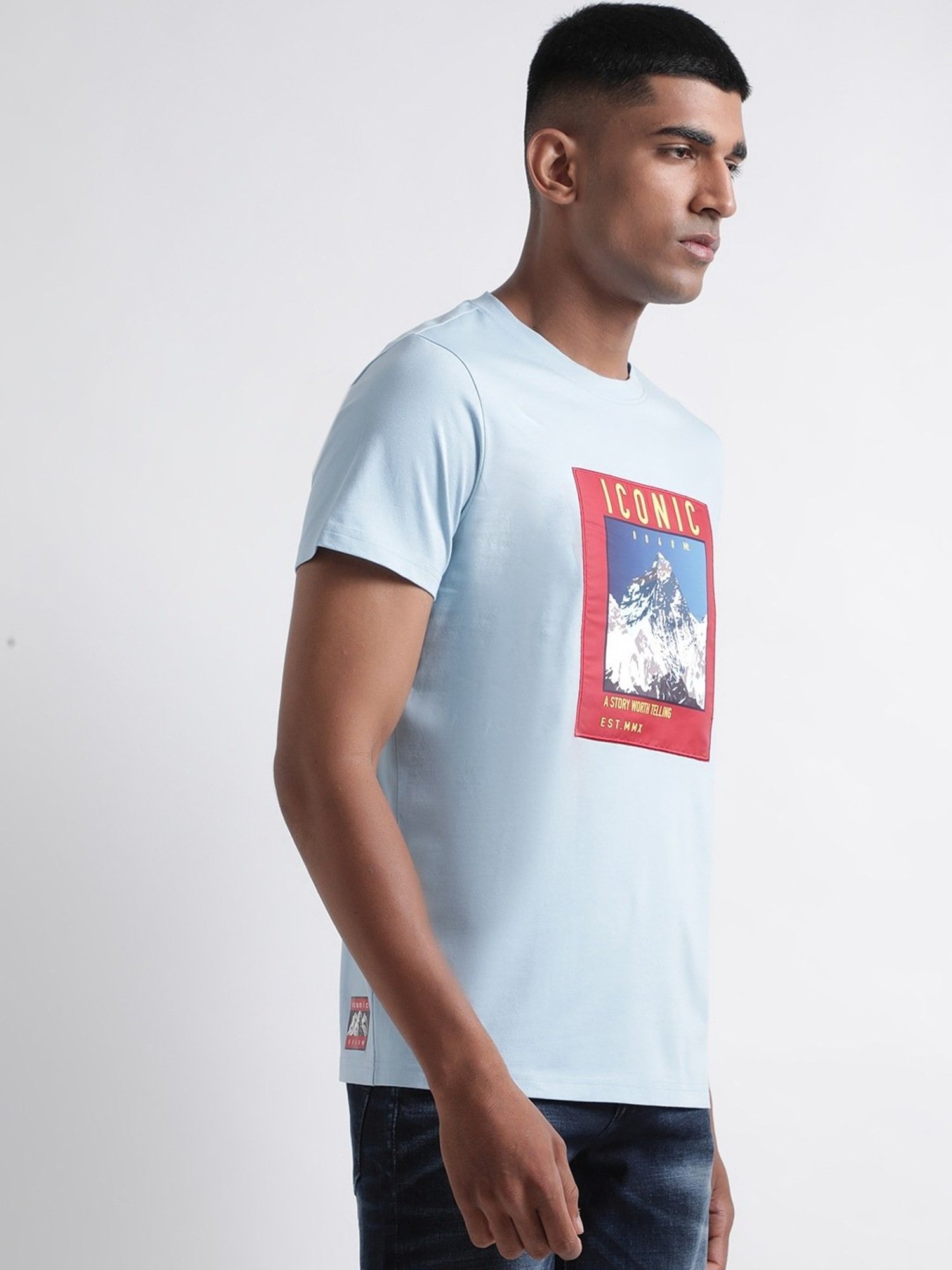 Iconic Men Printed Regular Fit Cotton T-shirt