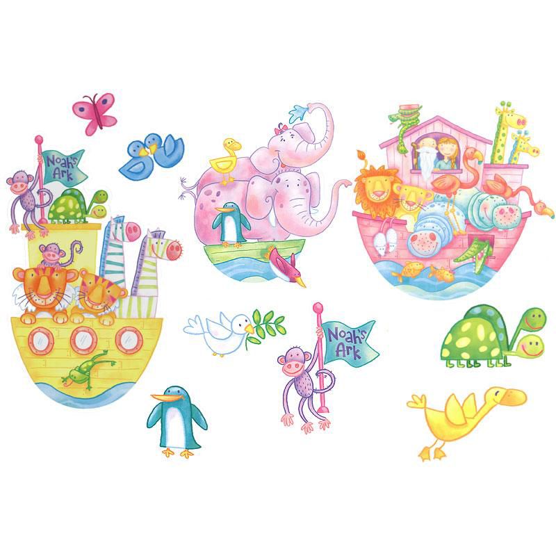 Noahs Ark 10pc Self-Stick Wall Accent Stickers Set - Warner..