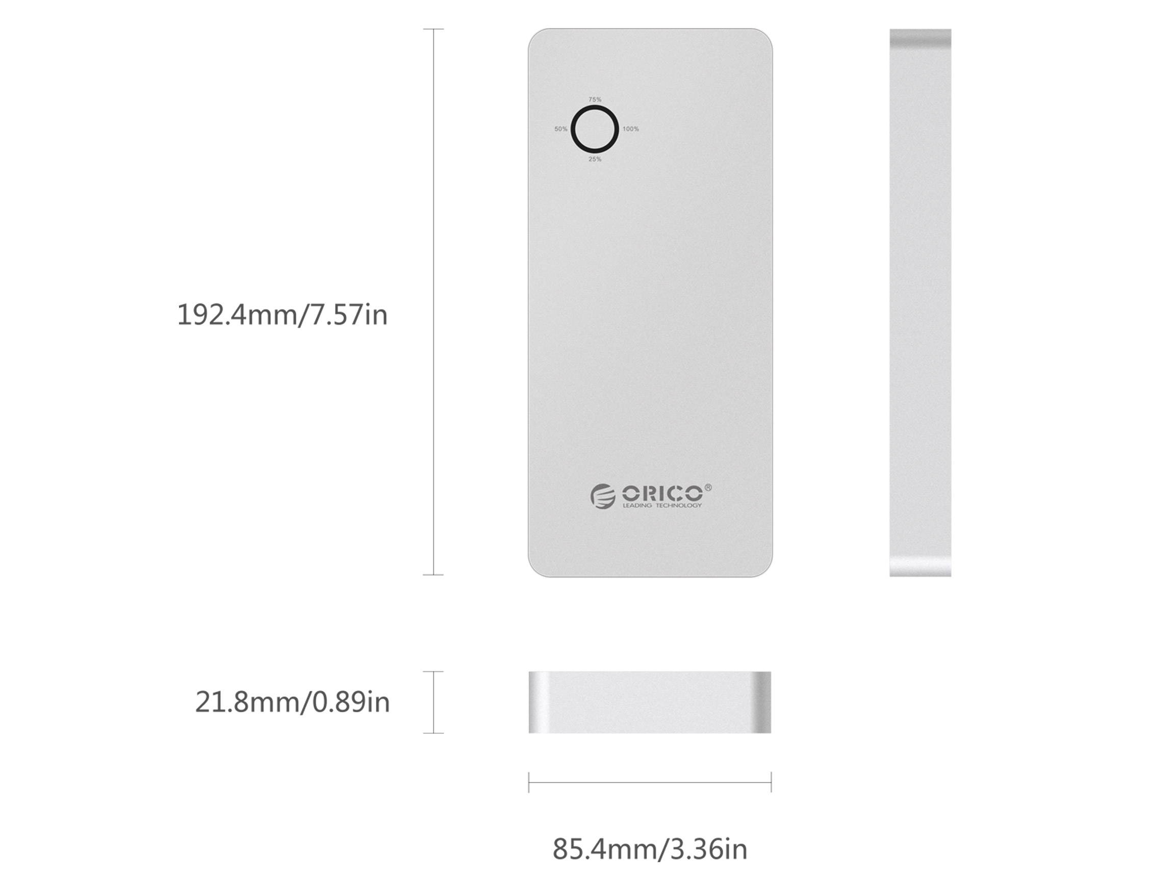 ORICO 18000mAh High Capacity Power Bank with 3 Ports USB3.0  DC Output 12/16/19V  for Laptop, iPhone, iPad,Tablet Samsung Mobile Phone Pack