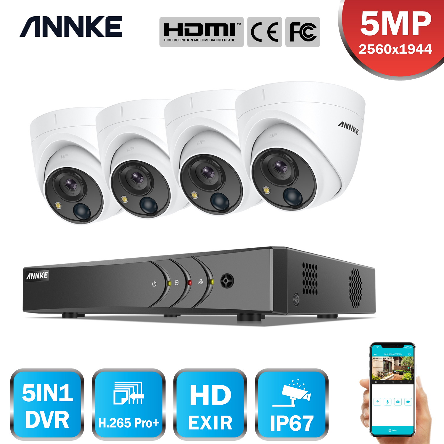 ANNKE 5MP Super HD Security Camera System with 8CH 5-in-1 DVR, Outdoor Cameras