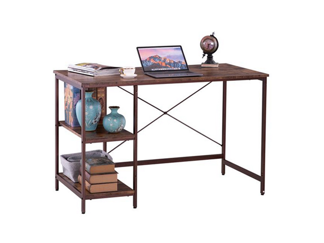 Home Office Computer Desk, 47 inch Sturdy Writing Desk with 2-Tier Storage Shelves, Modern Simple Style PC Desk, for Home, Office, Study Room, Bedroom,GT182