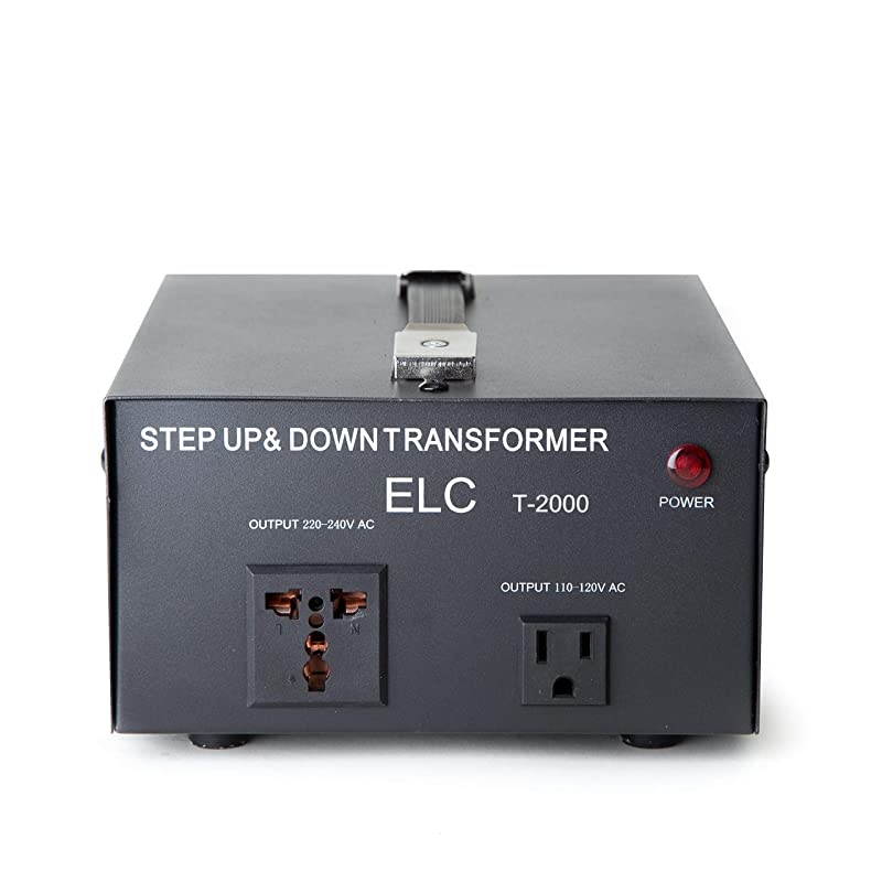 T-2000 2000 watts Voltage Converter Transformer - Step Up/Down - 110V/220V - Circuit Breaker Protection [3-Years Warranty]