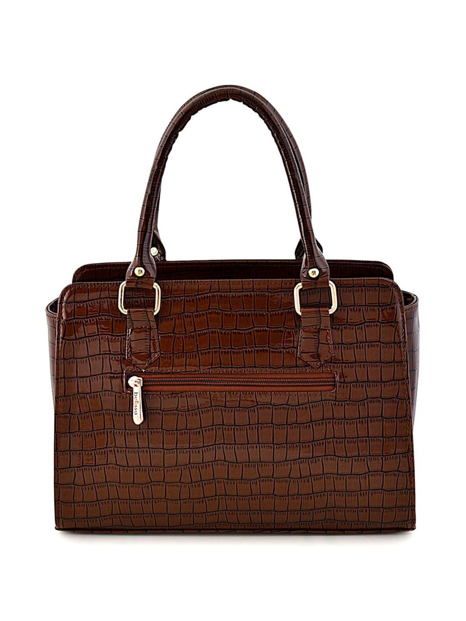 Bellissa Brown Textured Medium Premium Handbag