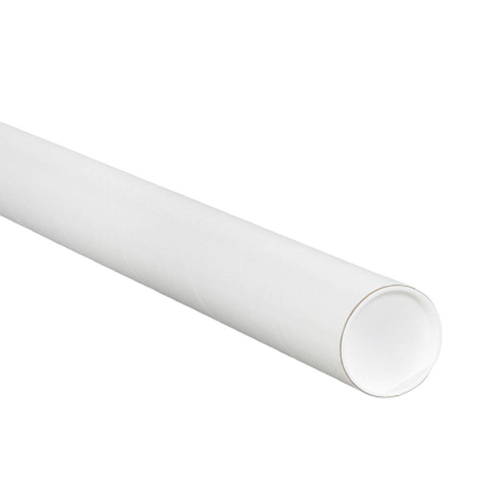 Aviditi P3020W Mailing Tubes with Caps, 3" x 20", White (Pack of 24)