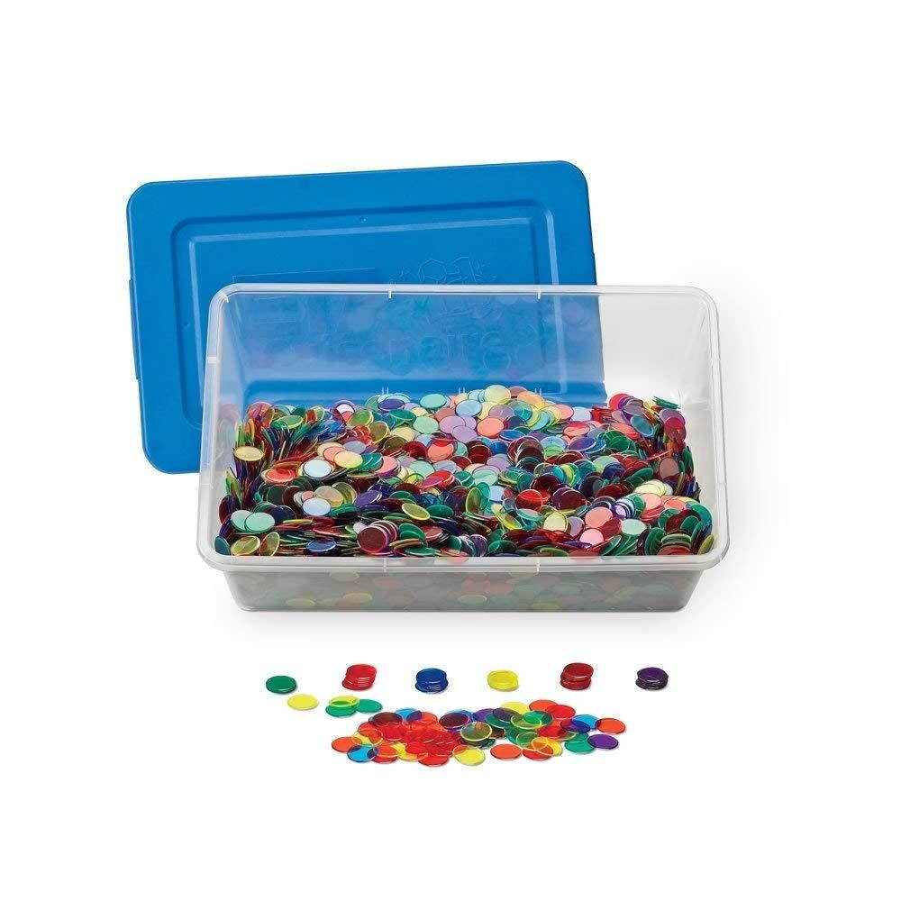 ETA hand2mind Plastic, Round, Clear Counters, Math Tokens Classroom Bulk Kit (Set of 5000)